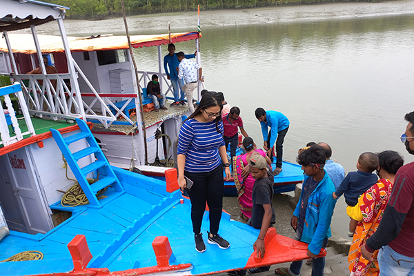 Scenic river channel through Sundarban mangrove forest